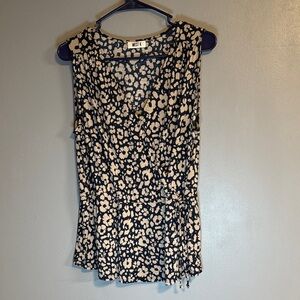 West K Navy and Cream Floral Blouse